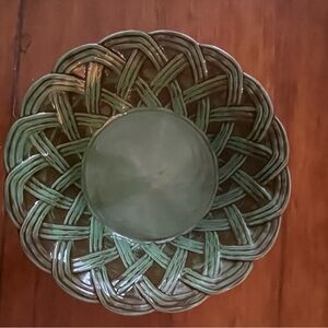 Hand Crafted Fratelli Coli Puglia Italy Majolica Basket Weave Ceramic XL Bowl